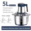 5L Electric Meat Grinder Chopper Stainless Steel Meat Vegetables Blender, 500W Household Stuffing Food Processor Mincer 5 Modes
