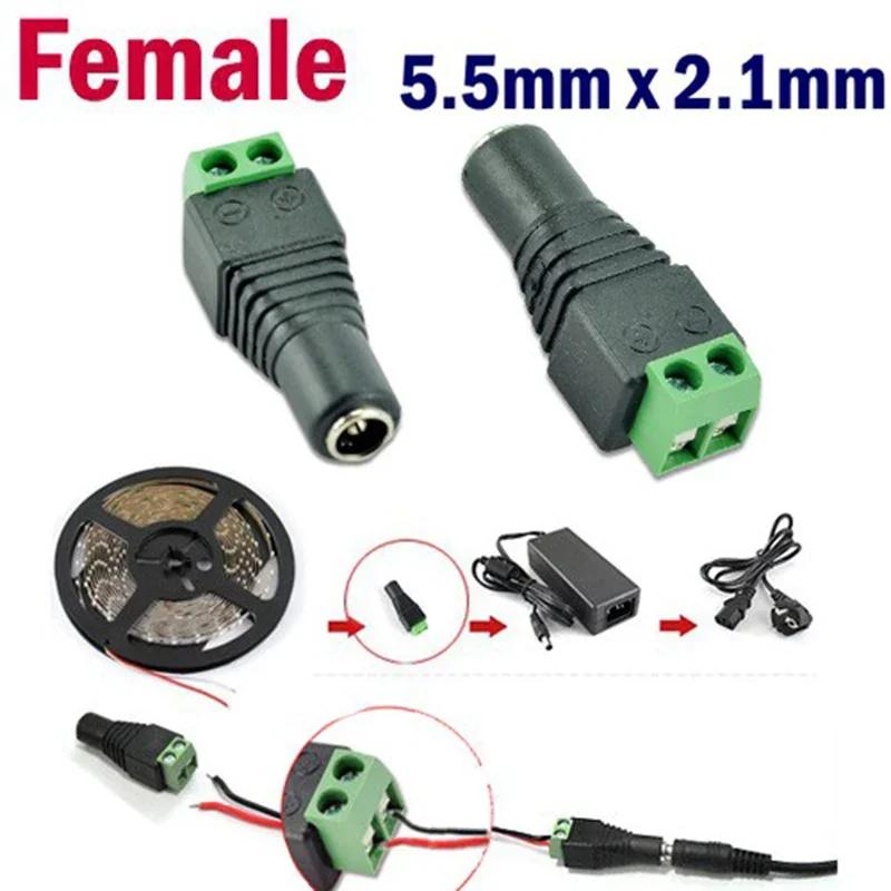 1/2/5pcs Male Female 12V DC Power Connector, Power Jack Plug Barrel Adapter,For 2Pin 5050 3528 Single Color LED Strip