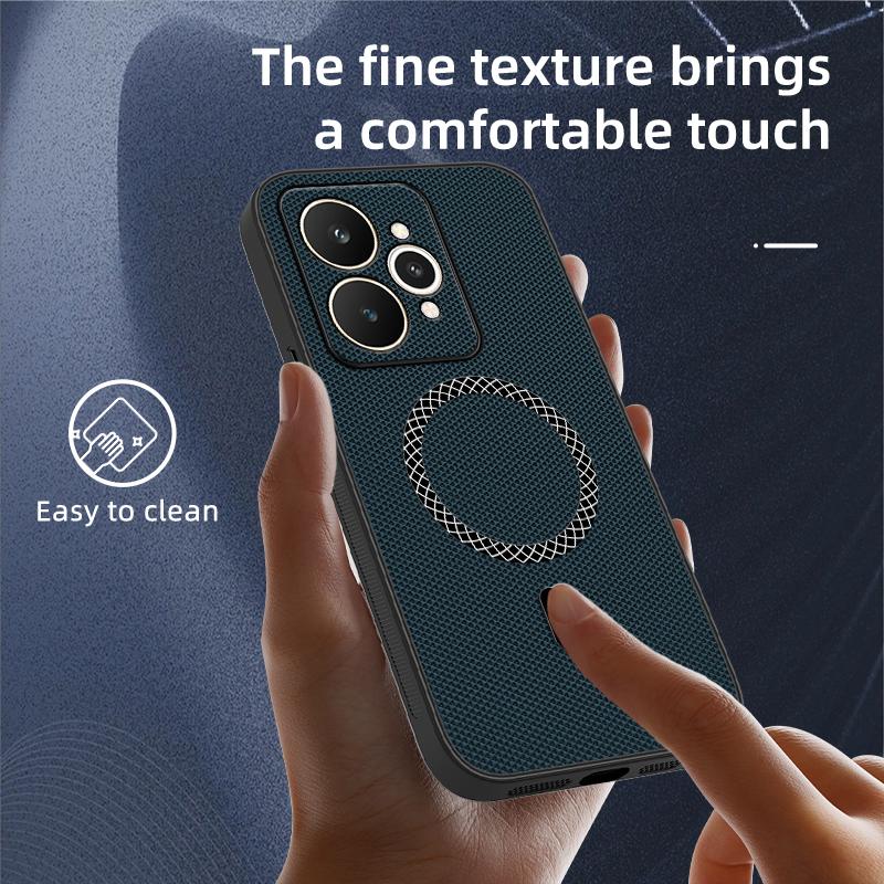 Для Realme 15 Прочный магнитный чехол для телефона Для Realme 15 Pro Кожаная текстура Защитная крышка для беспроводной зарядки Для Realme 15X