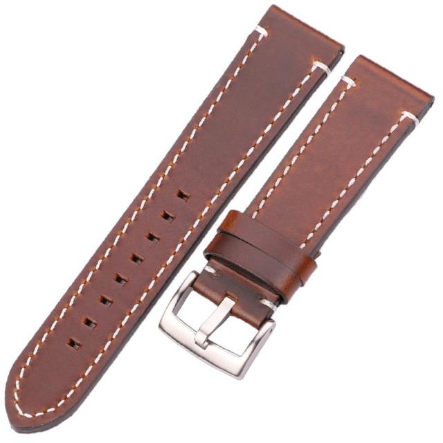 Genuine Leather Watchbands 18mm 20mm 22mm 24mm Black Dark Brown Women Men Cowhide Watch Band Strap Belt With Buckle