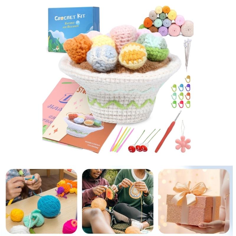 Crochet Succulents Plant Set for Adult Beginner Crochet Plant Knitting Supplies with Step-by-Step Tutorial Instruction