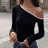 INS Fashion Style 2025 New Spring and Autumn Women's Clothing Shoulder Long Sleeves T-shirt Cross-Border off-Shoulder Silm Tops T-Shirt