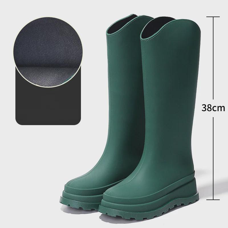 Женские водонепроницаемые высокие резиновые сапоги в японском стиле 2025 года: Модный, нескользящий, готовый к использованию на открытом воздухе, с плоским дном
