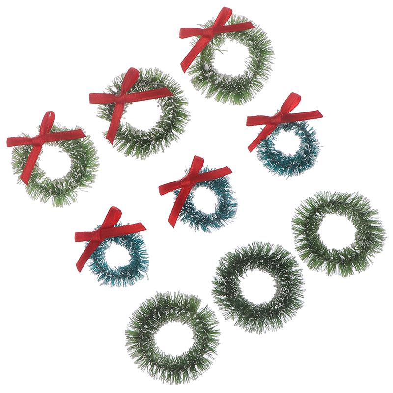 10Pcs Mini Christmas Wreaths Miniature Garden Home Decoration Dollhouse Decor