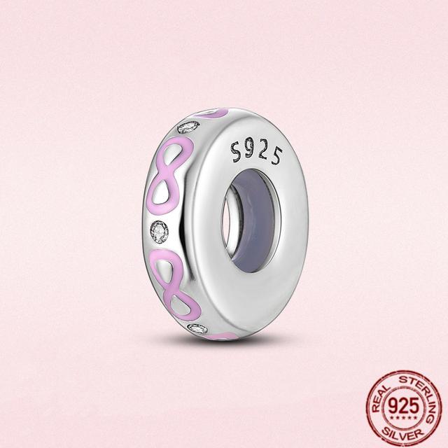 2023 New Pink Flowers Unicorn Flower Heart Mama Forever Love Beads Fit Original Fasion Glamour 925 Silver Bracelet Jewelry