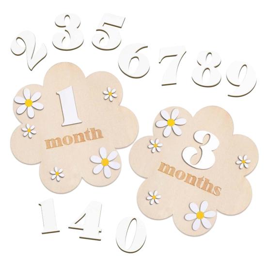 Ежемесячная карточка-знак для milestones ребенка, деревянная цветочная доска с 10 сменными цифрами для отслеживания роста новорожденного, реквизит для фото, декор для детского душа, детской комнаты