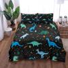 Dinosaur Space Night Duvet Cover Set King Queen Double Full Twin Single Size Navy Bed Linen Set