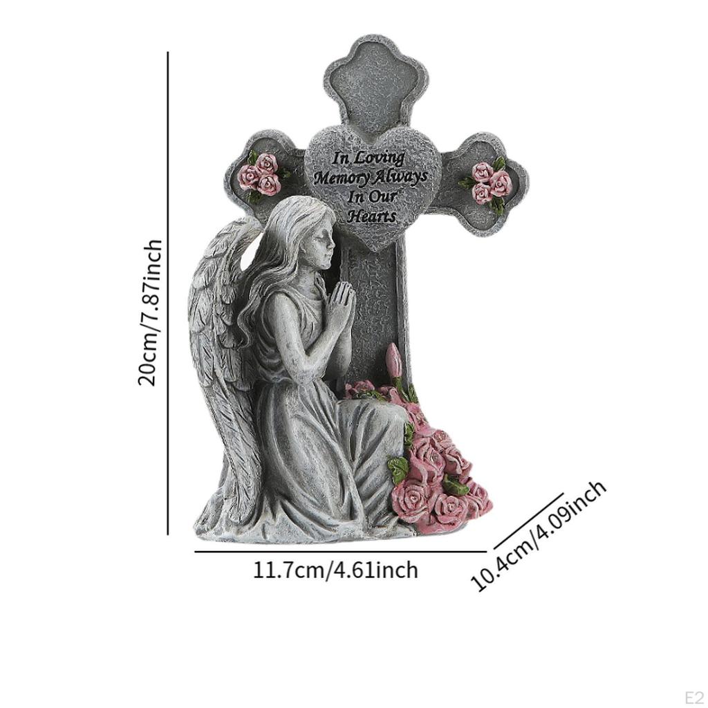 Angel Cross Figurine for Garden, Solar Light Decoration Outdoor
