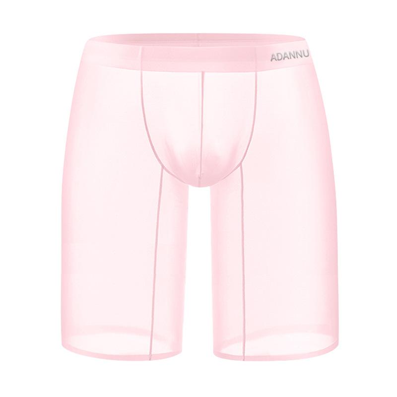 Спортивные мужские 5-точечные брюки для фитнеса, дышащие сексуальные леггинсы, мужское нижнее белье, ультратонкие бесшовные прозрачные удлиненные шорты-боксеры