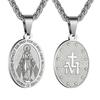 Virgin Mary Pendant Necklace for Men Miraculous Medal Stainless Steel Accessory