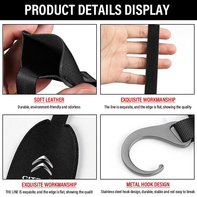 Leather Car Seat Back Hooks Portable Hanging Bag Rack Accessories For Citroen C1 C2 C3 C4 C5 C6 C8 C4L DS3 DS4 DS5 LS DS6 Grand Picasso