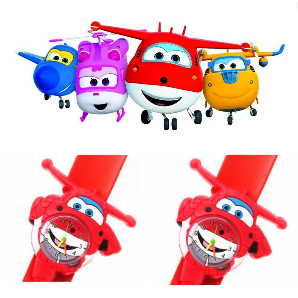 1 шт. Мультяшные часы Super Wings Фигурки самолетов Силиконовый ремешок ПВХ Модель Детский Подарок Игрушка