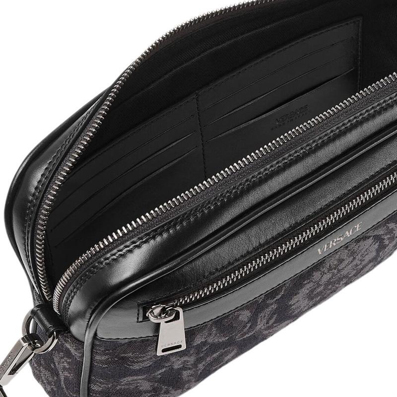 Versace Barocco Pattern Printed Zipper Clutch Men Clutch Black 1012855-1A09321-2BM0E