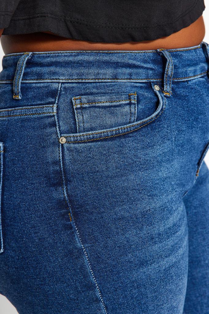 Женский стиль, большие размеры, темно-синие эластичные джинсы скинни с высокой талией