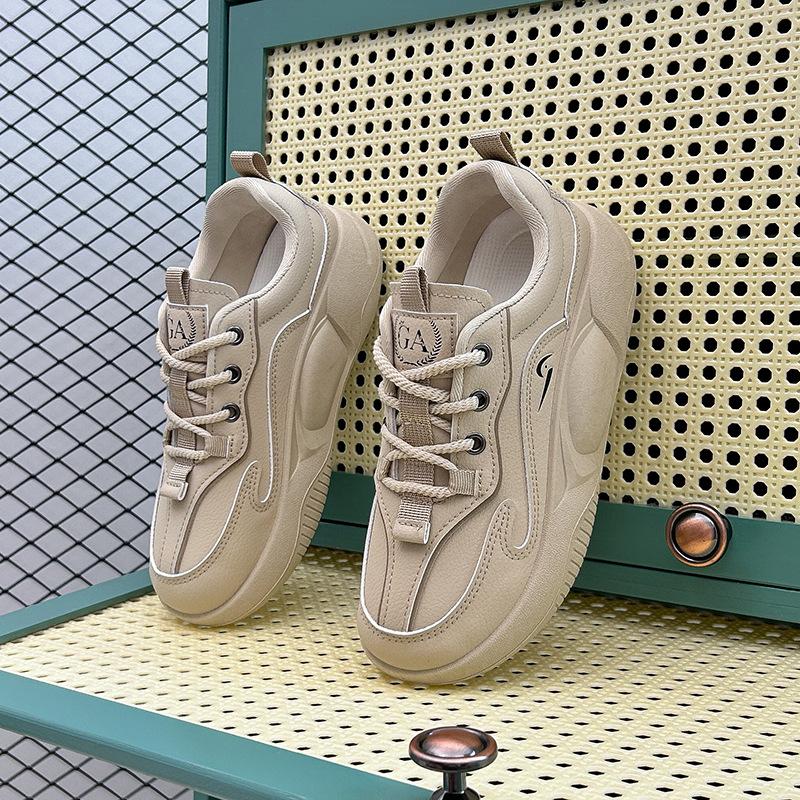 Женские повседневные кроссовки на платформе, противоскользящие удобные кроссовки для бега из искусственной кожи, легкие массивные кроссовки на шнуровке, теннисные туфли для женщин