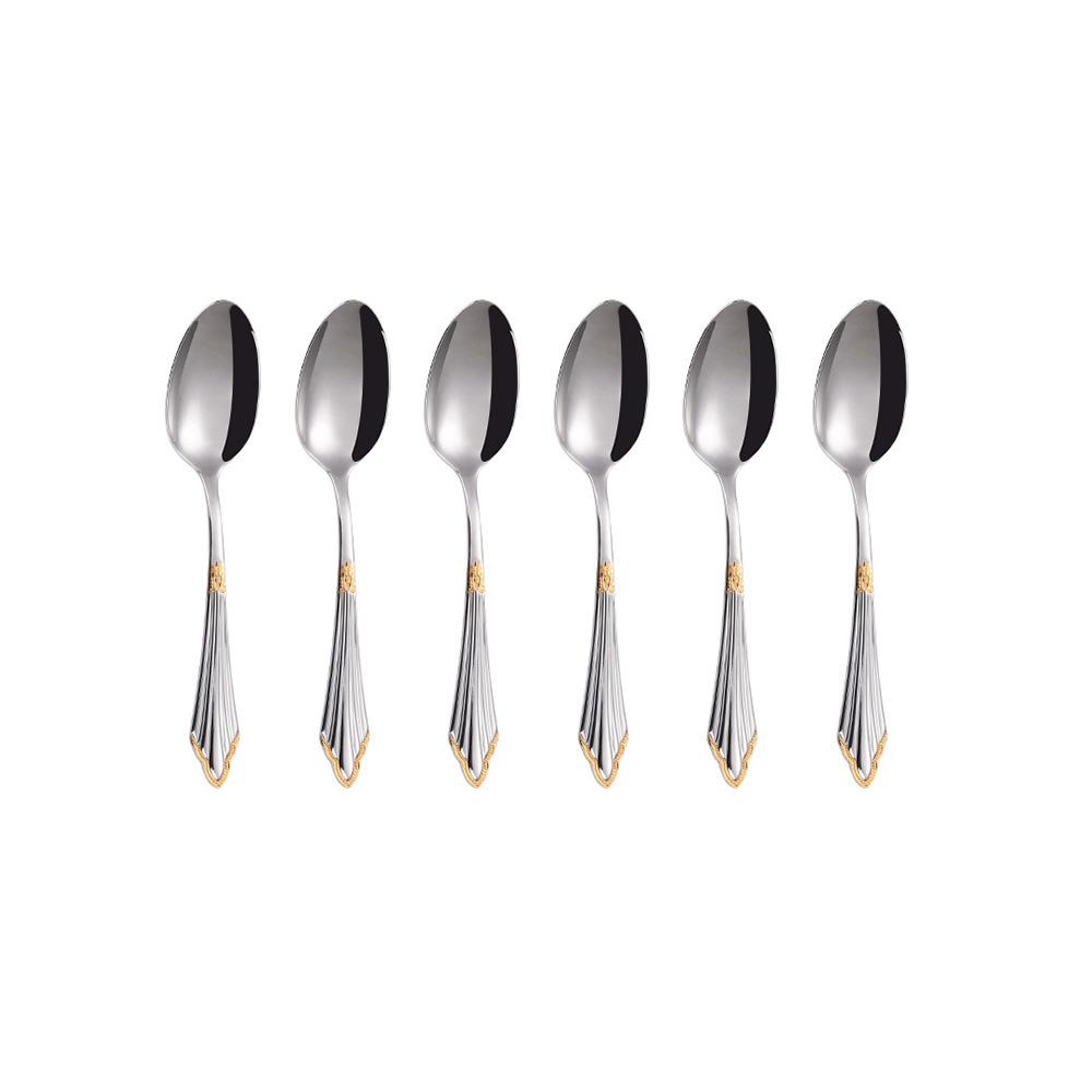 6 Pieces Teaspoons Silver Gold Dishwasher Safe 304 Stainless Steel 5.5in Teaspoon For Dessert Espresso Coffee Spoon4