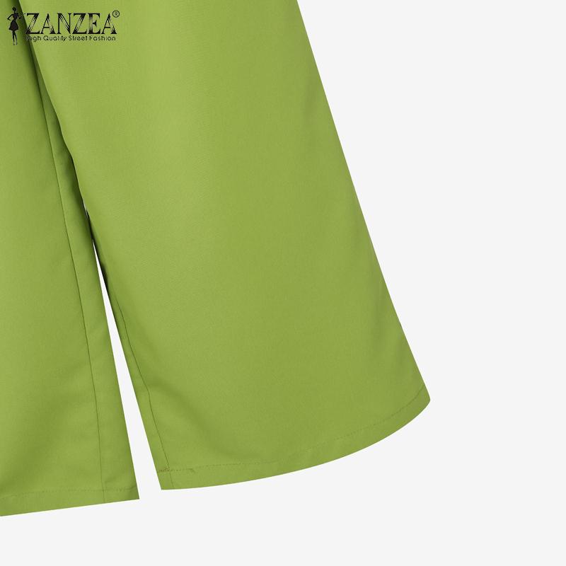 ZANZEA Женский повседневный костюм из двух частей с длинным рукавом и брюками