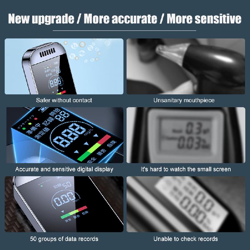Цифровой тестер алкоголя в выдыхаемом воздухе, детектор газа, профессиональный алкотестер с ЖК-дисплеем, перезаряжаемый через USB электронный тестер алкоголя