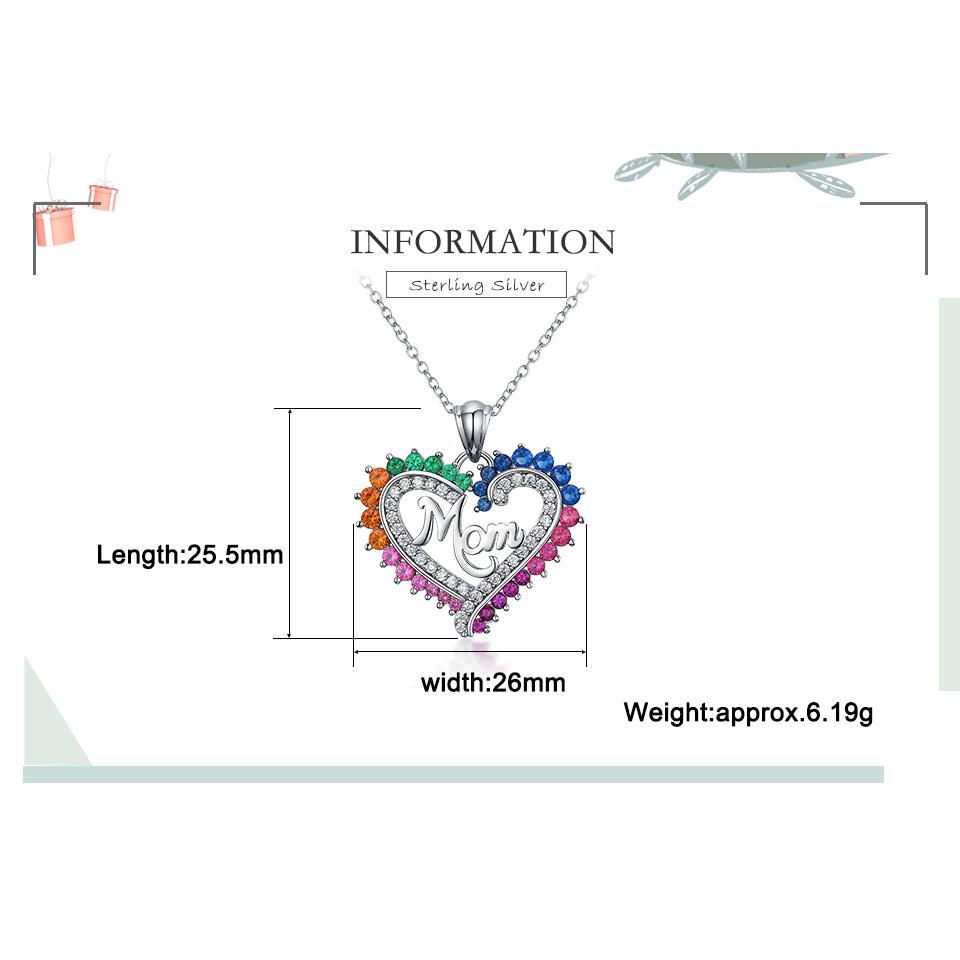 Umcho Серебро 925 пробы, красочные мамины сердца Nceklace, подвески из настоящего стерлингового серебра, ожерелья для женщин, подарок на день матери с цепочкой