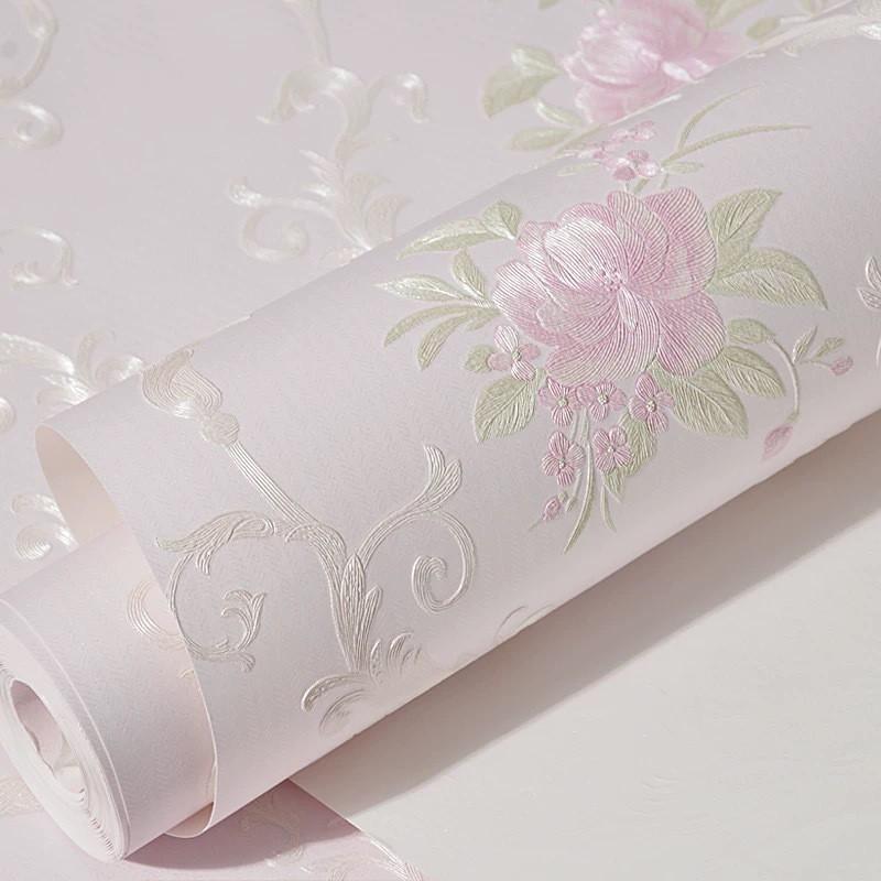 Self-Adhesive 3D Embossed Non-Woven Wallpaper Living Room Bedroom Accent Wall Decor European Style