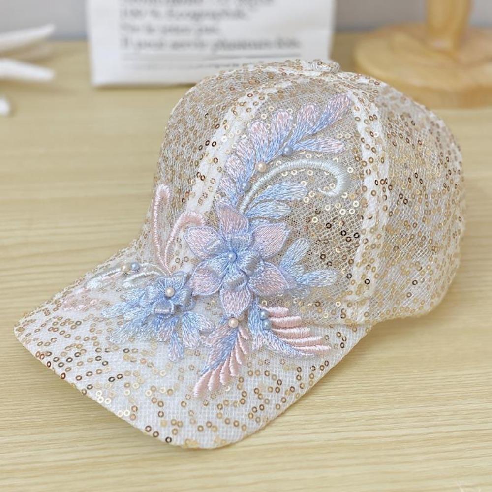 Summer Lace Baseball Cap Embroidered Flowers Sunscreen Hat New Rebound Cap For Women Girls
