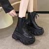 Fashion Punk Chunky Platform Ankle Boots Women 2025 Winter Gothic Thick Bottom Black Motorcycle Boots Designer Woman's Cosplay Y2K Shoes