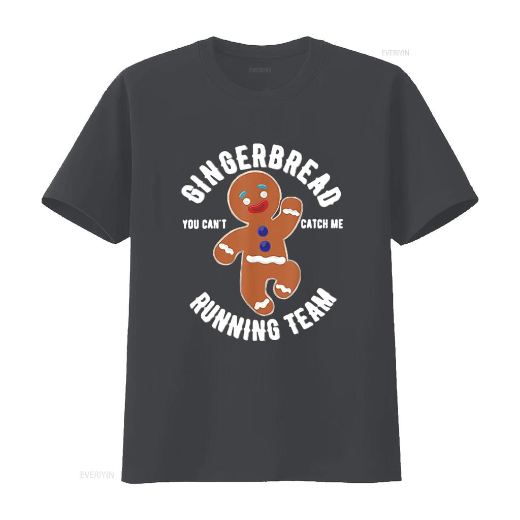 Womens Gingerbread Running Team Funny Christmas T Shirt Black 2XL vintage Washed streetwear Breathable Slightly Stylish
