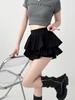Kawaii Mini Skirt Women High Waist Ruffled Pleated Tulle Cake Slim Skirt Shorts Female Korean White Lolita Skirt Large Size