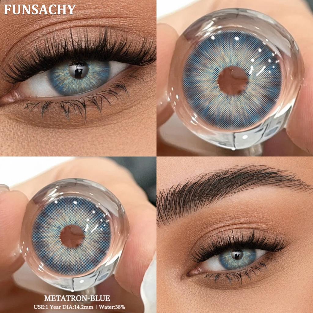 FUNSACHY 1 пара контактных линз натурального цвета для глаз, косметические цветные линзы, коричневые контактные линзы, ежегодные косметические цветные линзы для глаз