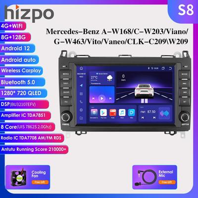 DSP Carplay 4G-LTE 8 дюймов Android 12 автомобильный радиоприемник мультимедийный плеер для Mercedes Benz W169 W245 B200 W906 Sprinter W639 Vito с интеллектуальным экраном авторадио