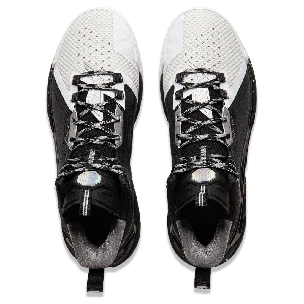 Li Ning BadFive 4 Амортизирующие износостойкие дышащие кроссовки для баскетбола средней высоты мужские Черно-белые ABFU015-5