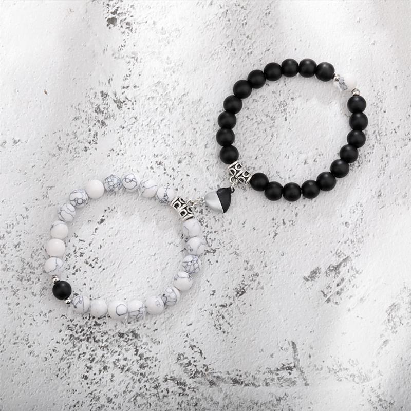 Магнитные браслеты для пар, 2 шт. одинаковые браслеты взаимного притяжения, ювелирные изделия из камня, бисера, подарок для парня, подруги, любовника, его лучшего друга