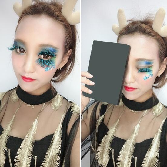 1 пара 3D красочных накладных ресниц натурального и густого синего цвета, искусственные перья, наращивание ресниц, макияж для вечеринки, накладные ресницы для Хэллоуина, косплея