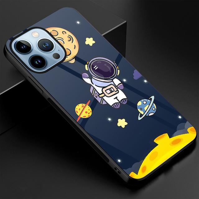 Чехол с милым астронавтом с рисунком для Iphone 14 13 12 Pro Max Mini Xs Xr X, чехол из закаленного стекла для Iphone 7 8 6s Plus Se 2022 11