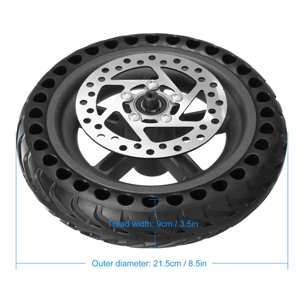 Electric Scooter Rear Tire with Wheel Hub Disc Brake Set 8.5 Inches Solid Electric Scooter Wheel