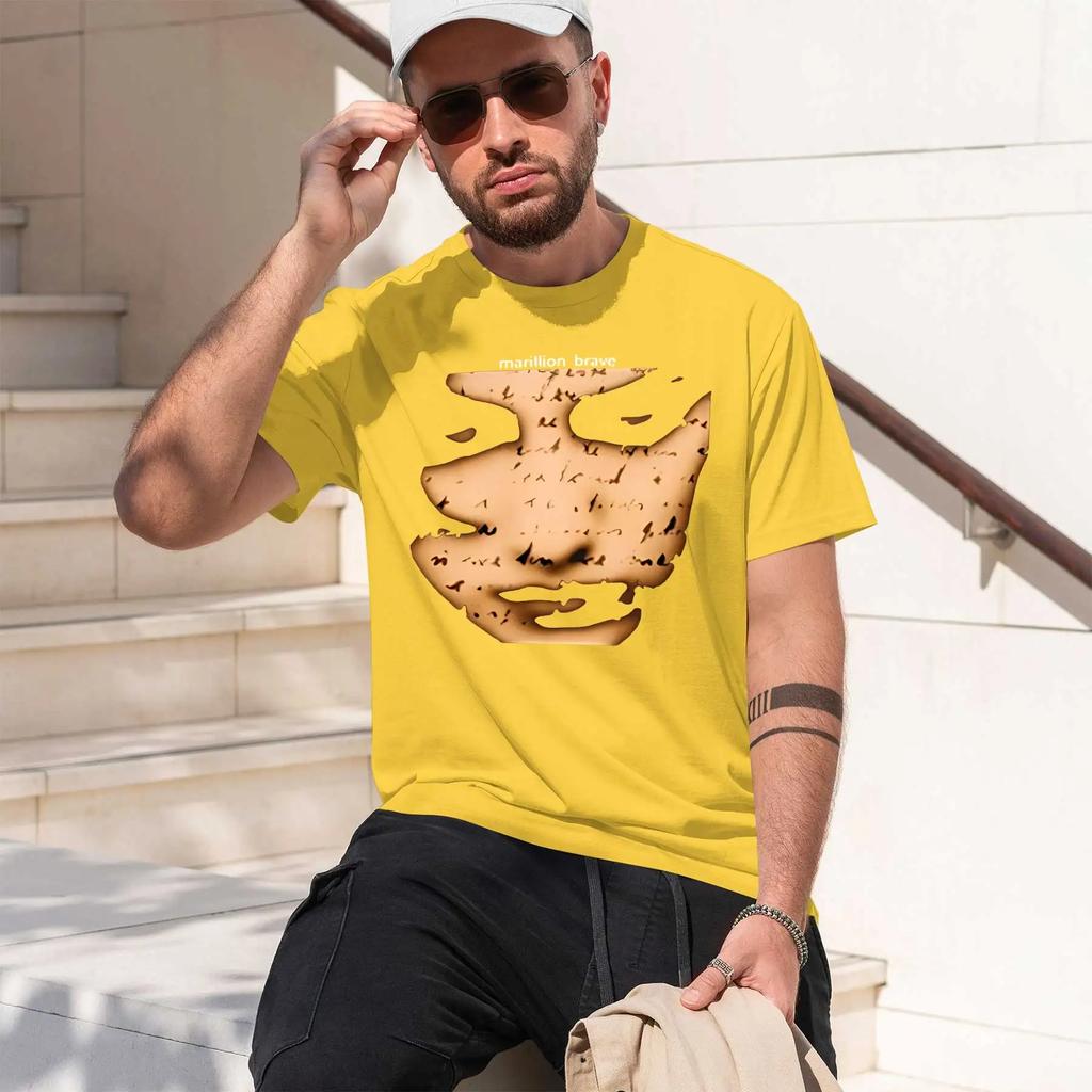 MarillionBrave  2026 new fashion heavyweight hot selling retro printed pattern fun round neck Tshirt for daily comfort
