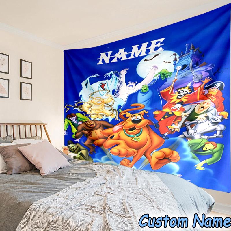 Custom Name Tapestry Scooby dog Tapestry Room Decoration Wall Hanging for Living Room Bedroom, dormitory, Birthday and Christmas gifts