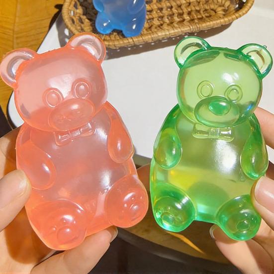 Прозрачная игрушка-пищалка Медведь Снятие тревоги и стресса Форма медведя Сахарный шар от стресса Сенсорная игрушка Мягкая эластичная игрушка-антистресс