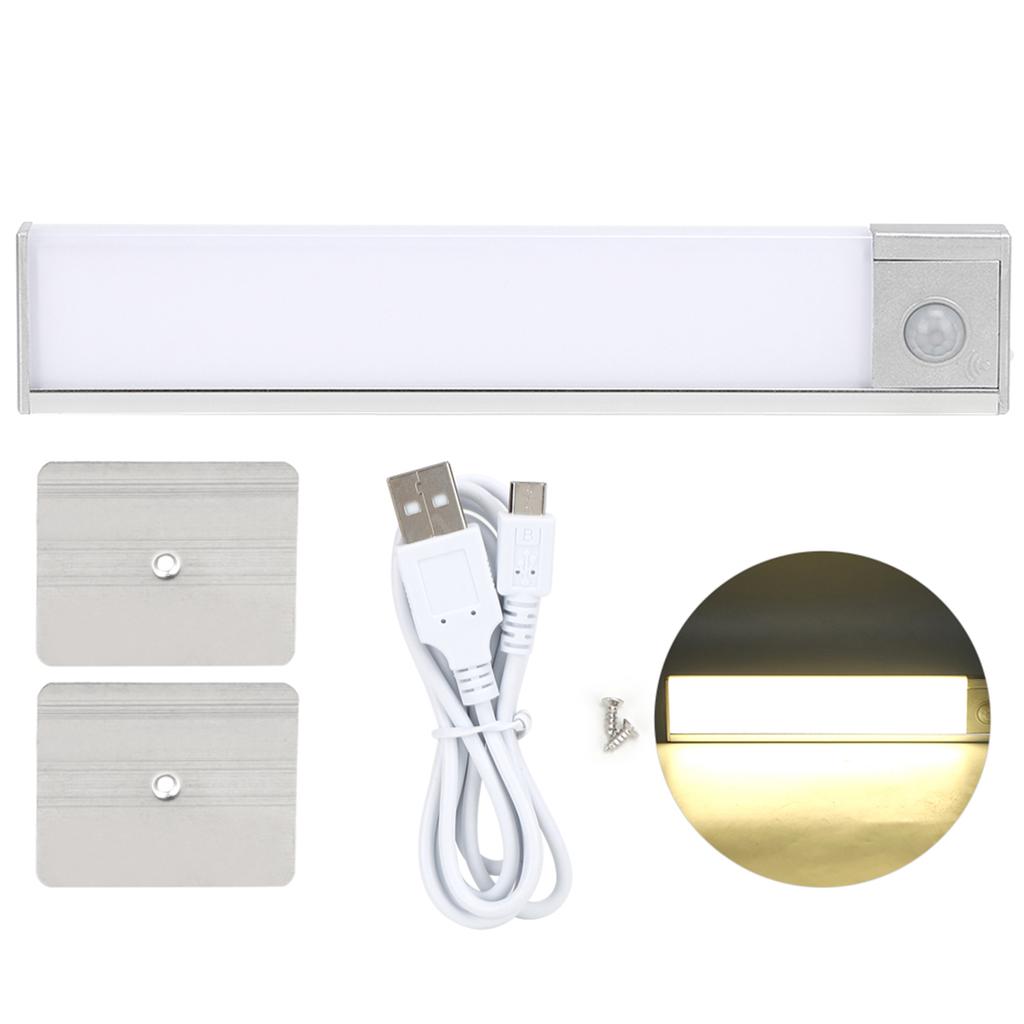 LED Body Motion Sensor Under Cabinet Light USB Charging for Kitchen Cupboard ClosetWhite Light