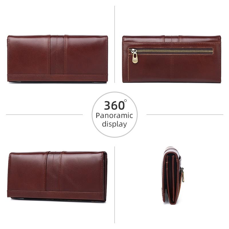 Женский длинный кошелек из коровьей кожи с RFID защитой от кражи, из натуральной кожи, с множеством слотов для карт, многофункциональный, модный, женский кошелек для монет, большая вместимость, клатч