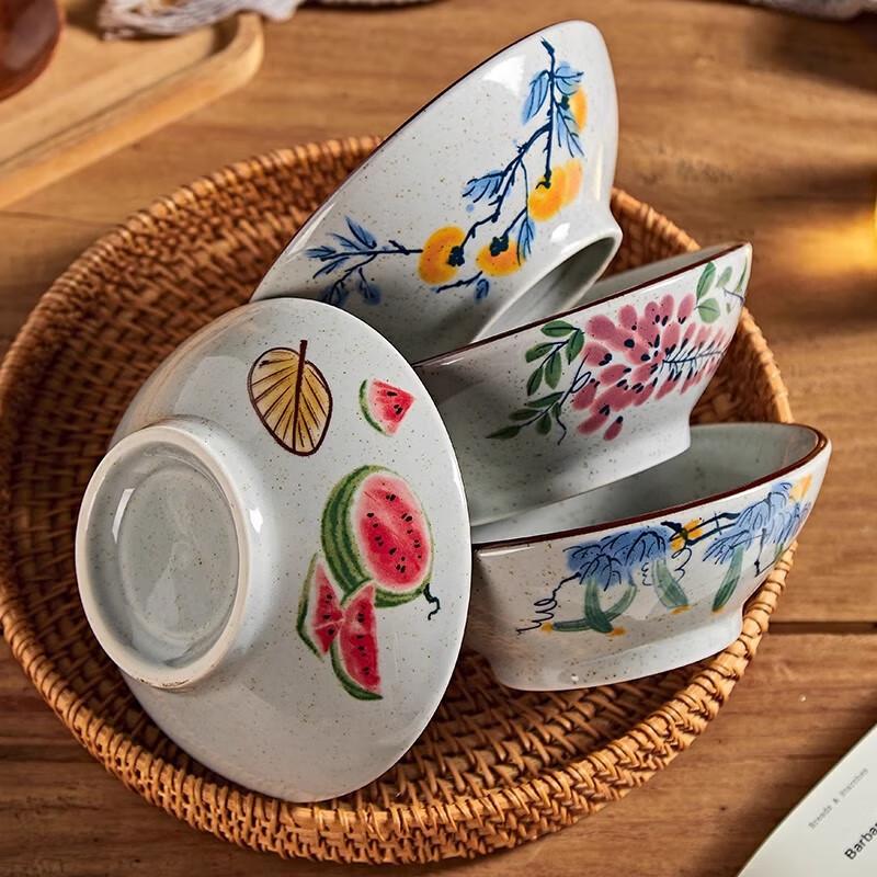 Керамические пиалы ZISIZ Jingdezhen с подглазурной росписью (Набор из 6)