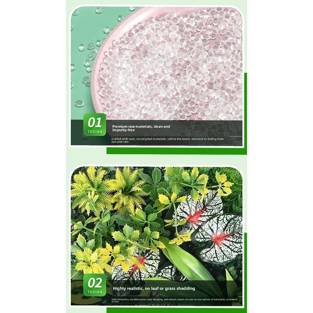 DIY Artificial Plant Wall Panel Eternal Life Flower Simulation Maple Plant Sheet Durable 25*25cm Artificial Fern Grass