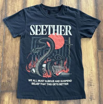 2022 Тур по концертам Футболка группы Seether Черная Унисекс S-5XL
