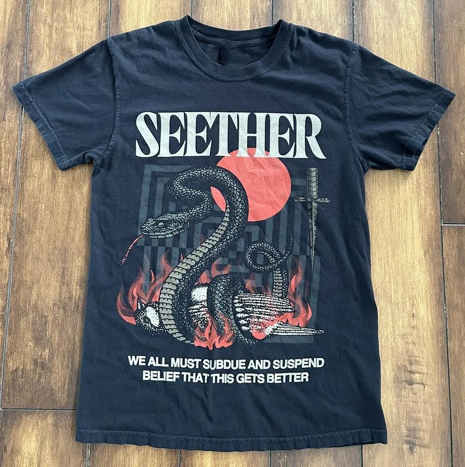 2022 Тур по концертам Футболка группы Seether Черная Унисекс S-5XL