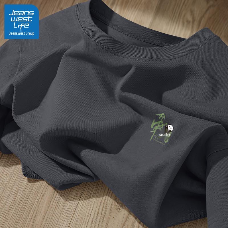 Мужская хлопковая футболка с круглым вырезом Jeanswest 2025, плотный хлопок