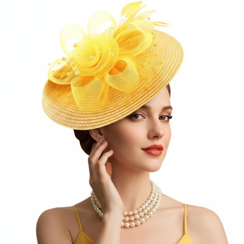 Elegant Vintage Fascinator Hat Sweet Masquerade Hair Band Party Bride Headdress Wedding