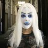 Halloween Horror Grimace Ghost Masque Scary Full Head Latex Zombie Masque with Hair Creepy Halloween Party Cosplay Costume