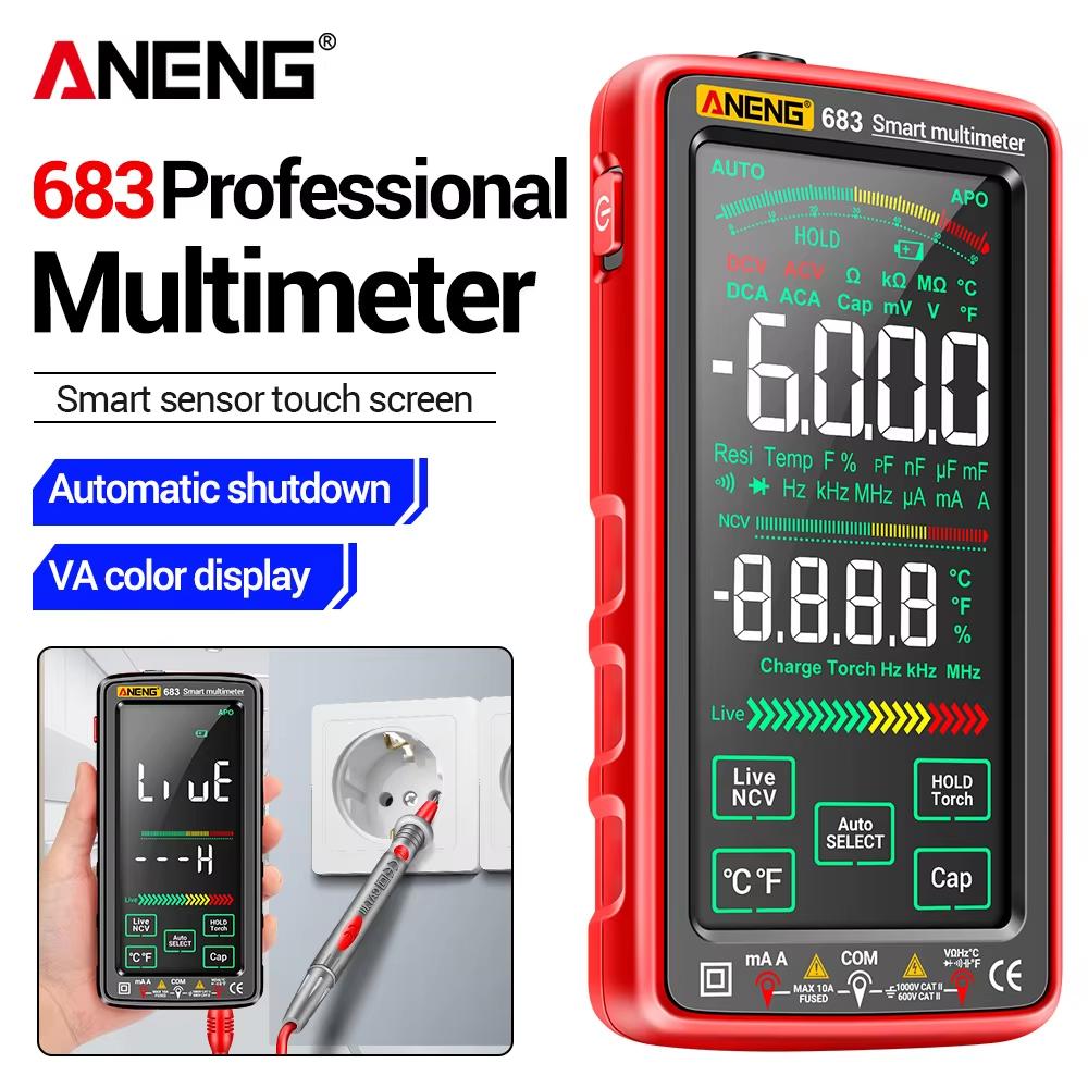 2026 Multimeter Touch Screen Smart Digital Tester ANENG 683 AC/DC Voltage Current NCV Induction Capacitance Resistance Detector Tools for Electrician