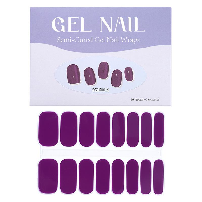 Thin Lamp Style Gel Nail Sticker 16-finger Extended Semi-curing Nail Sticker