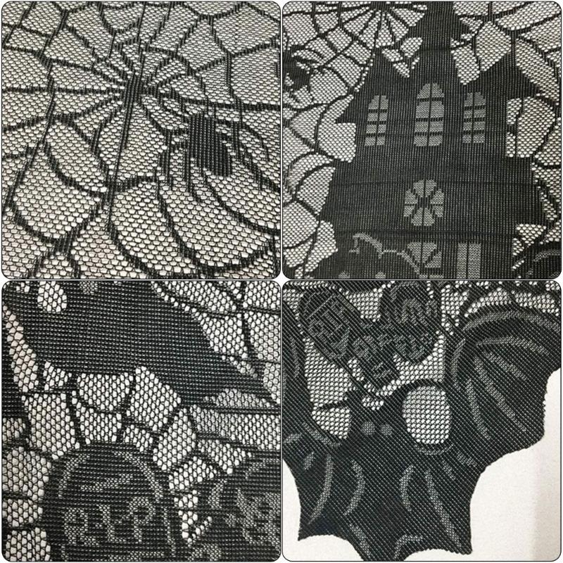 Жуткая Хэллоуинская скатерть, 53x69 дюймов, Прямоугольная, Кружевная черная скатерть для праздничного стола, Украшение для праздничных случаев